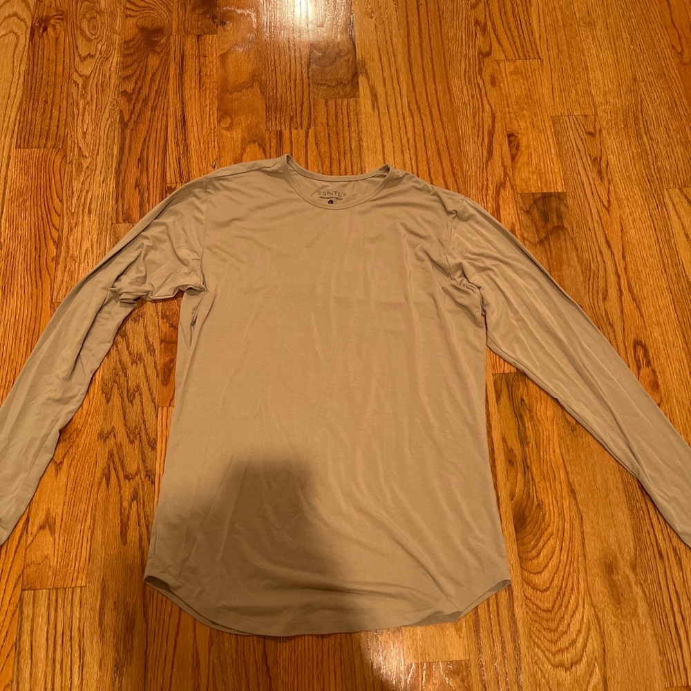 ESNTLS Mens Long Sleeve Shirt Tan Size Large
